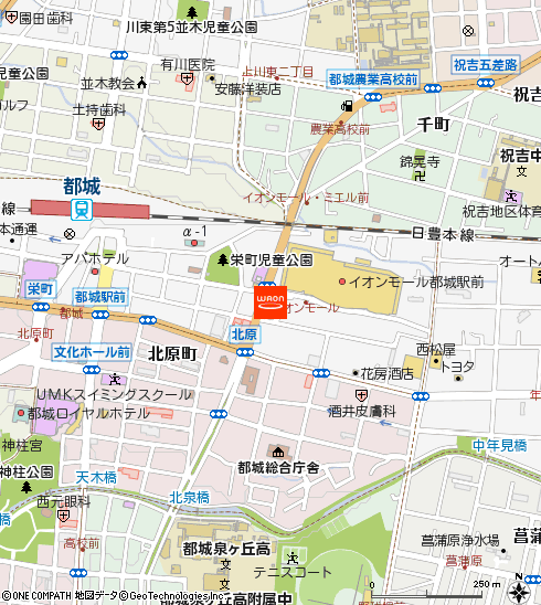 イオン都城駅前店付近の地図